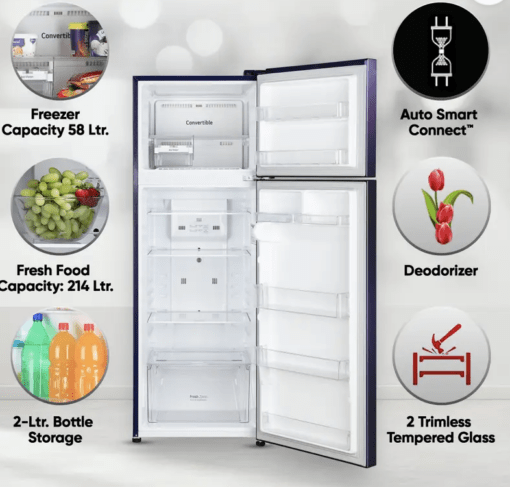 LG 272 L Frost Free Double Door 2 Star Refrigerator  (Blue Euphoria, GL-S312SBEY) - Image 3